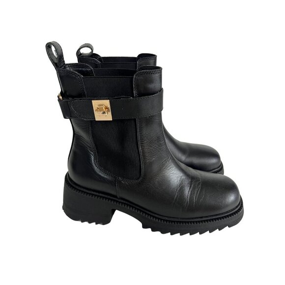 Steve Madden Black Leather Gates Ankle Boots Size 10 - Picture 7 of 8